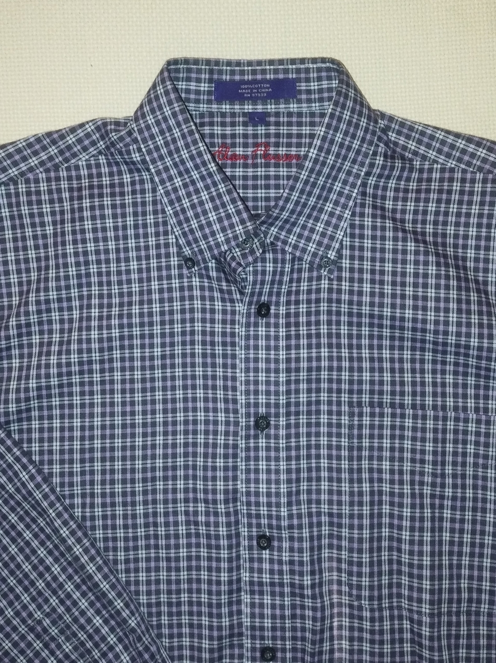 Alan Flusser Size Large Plaid Button-Down Shirt